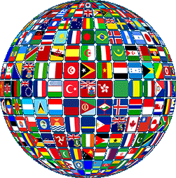 Globe with international flags